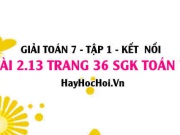 Giải bài 2.13 trang 36 Toán 7 Tập 1 SGK Kết nối tri thức